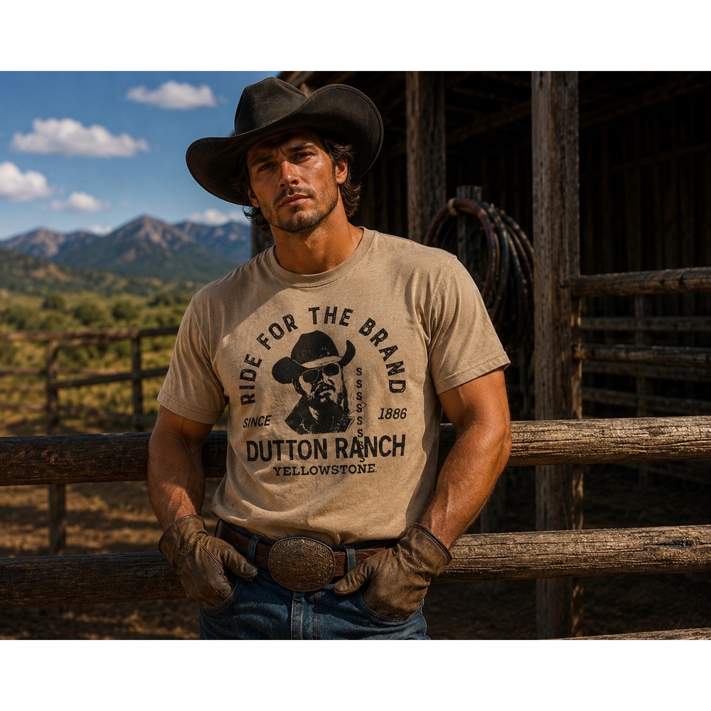 Yellowstone Dutton Ranch Ride For The Brand Rip‎ Wheeler Graphic Tee Tan XXL NEW